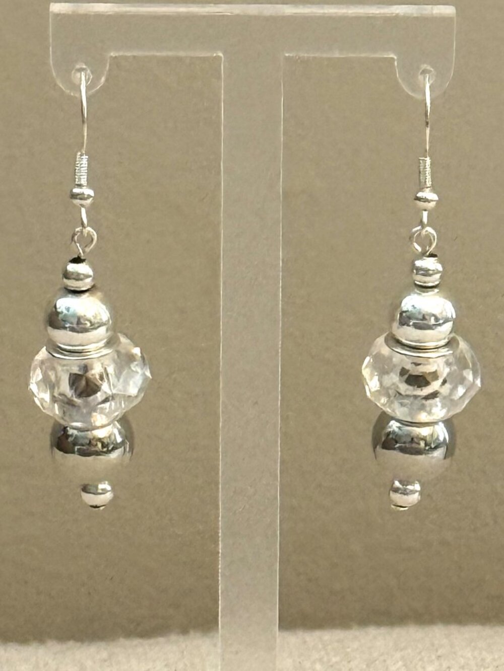 Sparkling Silver Faceted Dangle Earrings